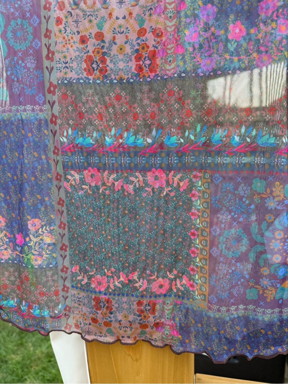 NATURAL LIFE Multicolor Floral Patchwork Scoop Neck Short Sleeve Top - Picture 9 of 11